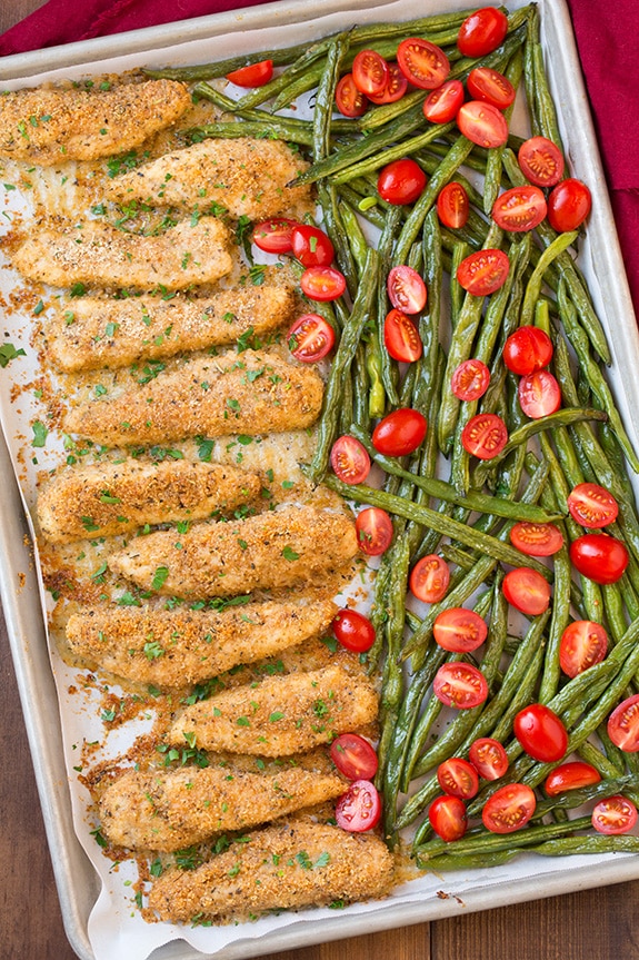 Easy One-Pan Garlic Parmesan Chicken Tenders & Veggies